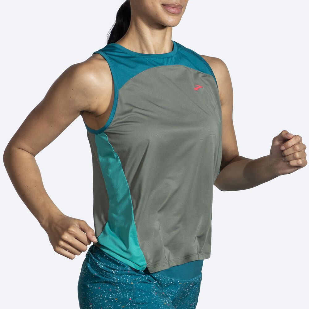 Brooks Sprint Free Tank 2.0 αμανικα μπλουζακια γυναικεια πρασινο | GR721893